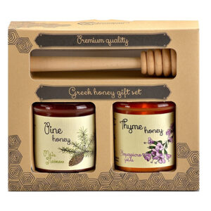 Giftset Greek Honey Pine and Thyme Honey and Dipper
